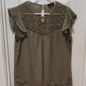 Love J Olive Lace Detail Blouse